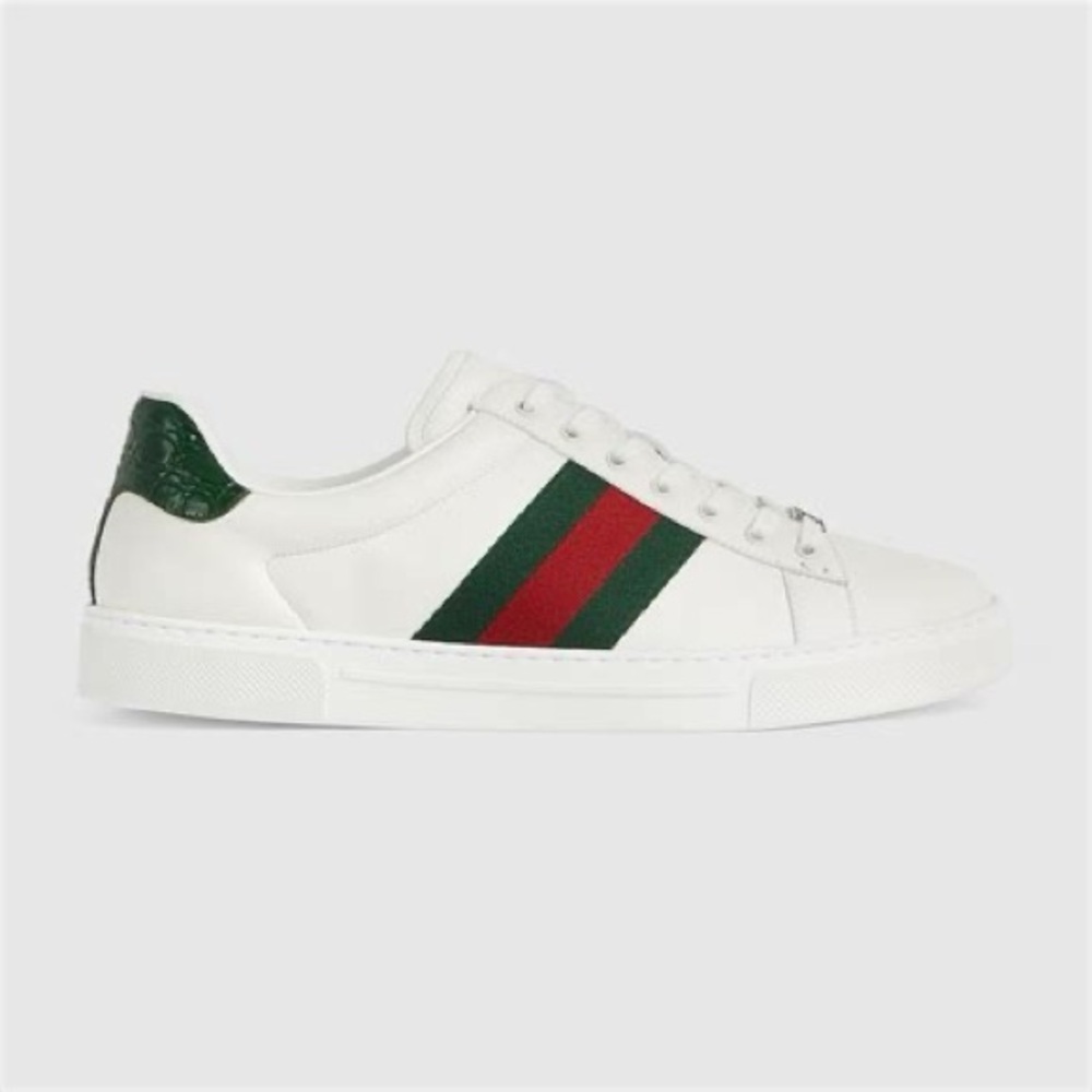 Gucci Ace Sneaker — White Leather with Green & Red Web Stripe